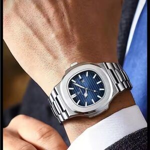 POEDAGAR Square Luxury Men Wristwatch Waterproof Luminous